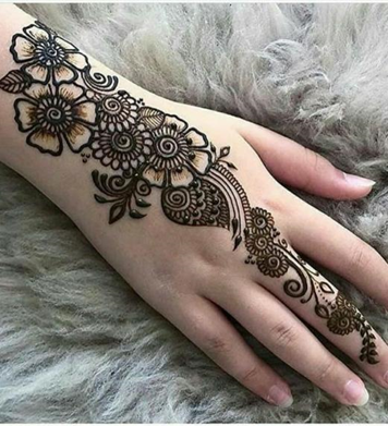 Floral Back Hand Mehndi Design