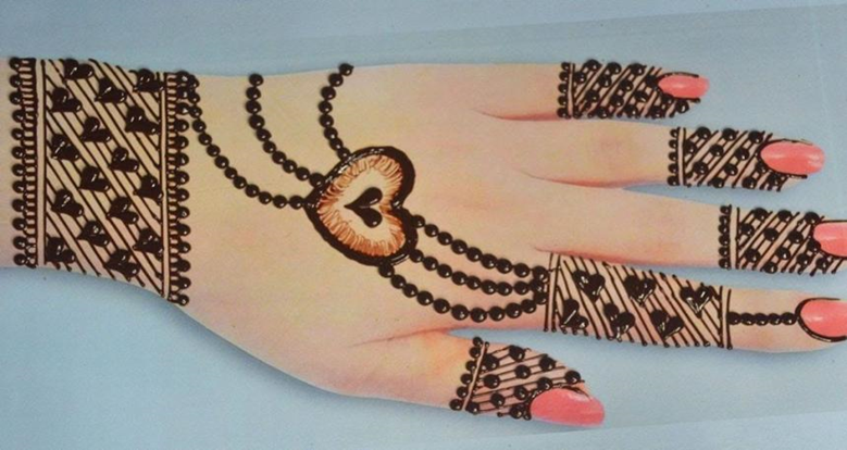 Heart Shaped Back Hand Mehndi Design