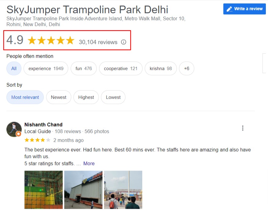 SkyJumper Trampoline Park Delhi Reviews